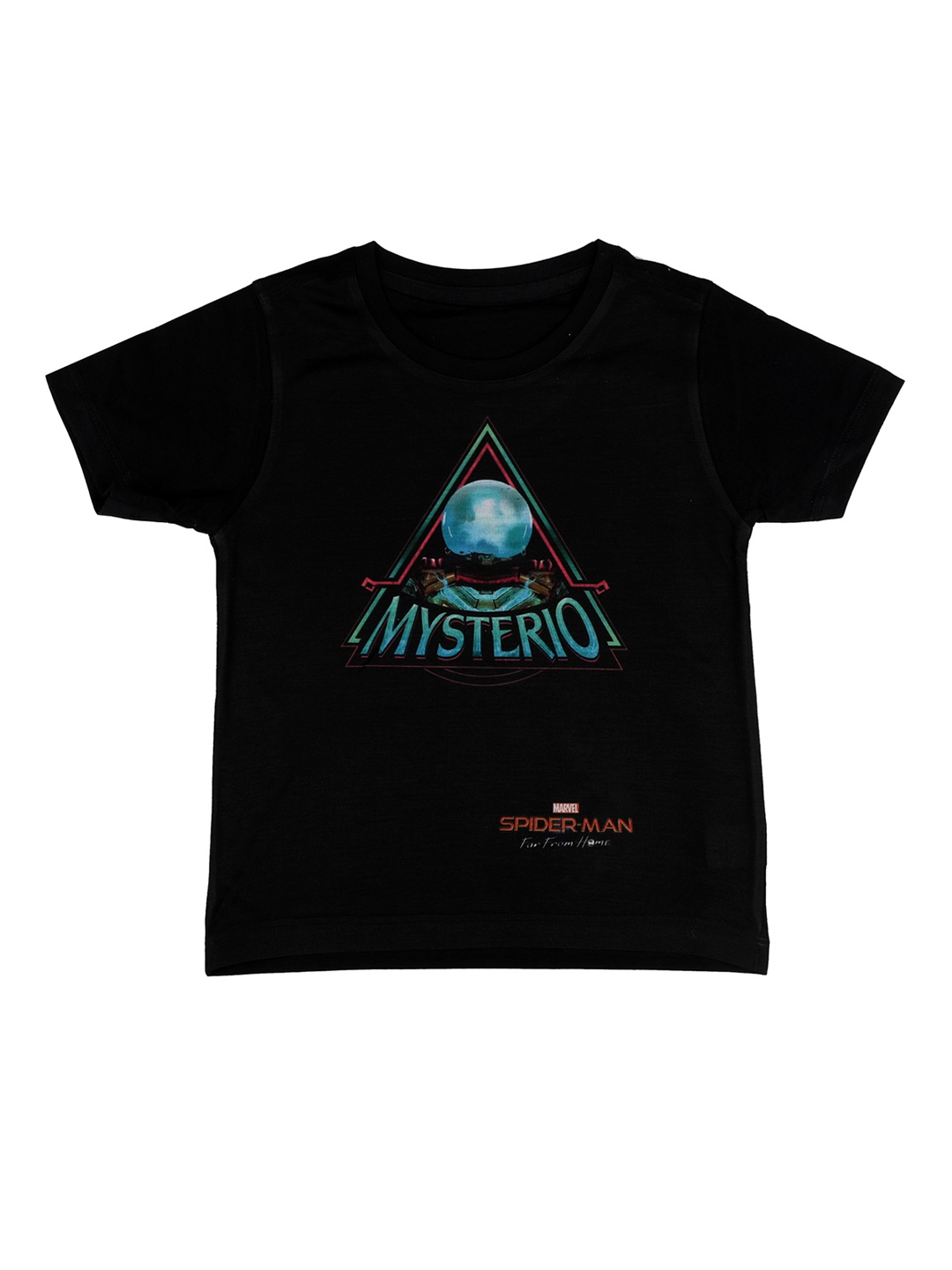 

Marvel by Wear Your Mind Boys Black Man Far From Home Printed Round Neck T-shirt