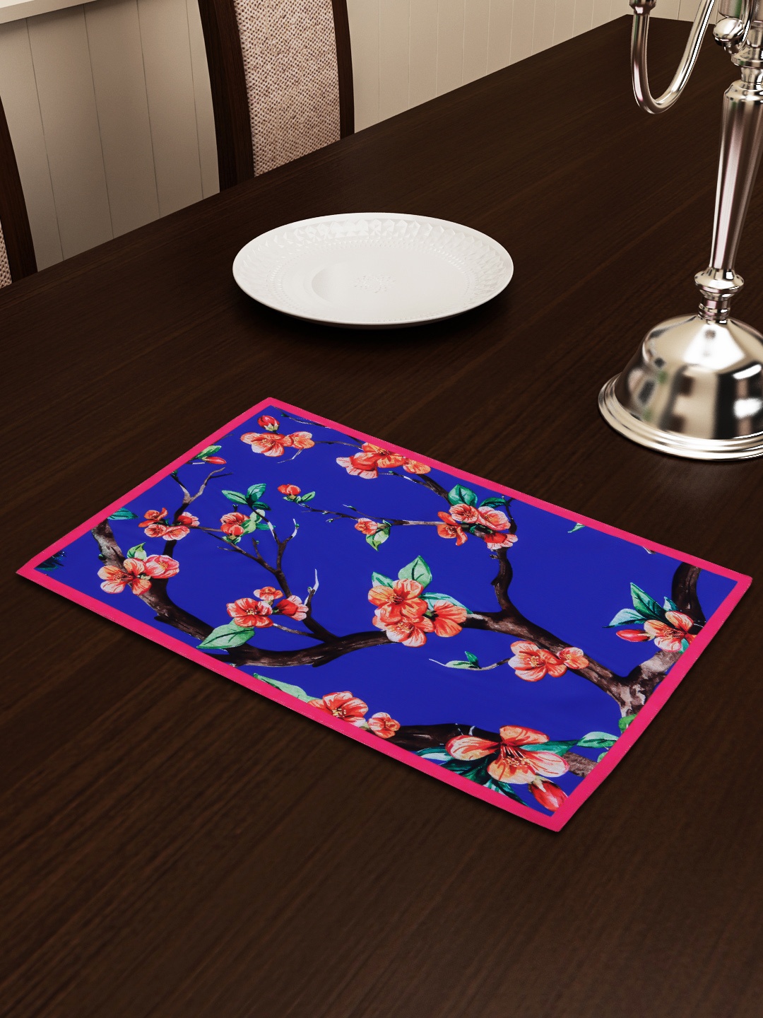 

SEJ by Nisha Gupta Blue & Orange Printed Table Placemat