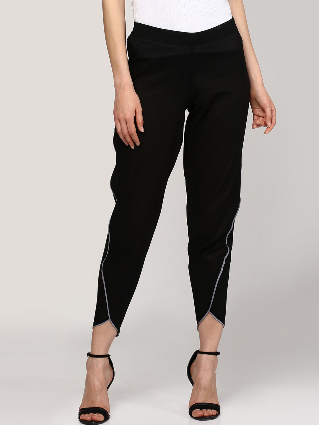 SASSAFRAS Women Black Regular Fit Semi-Sheer Solid Jodhpuris