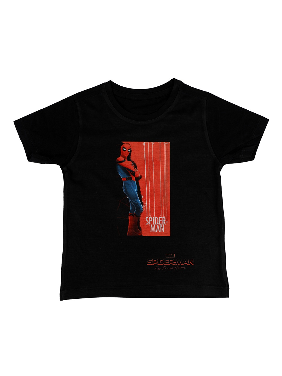 Marvel by Wear Your Mind Boys Black Printed Round Neck T-shirt