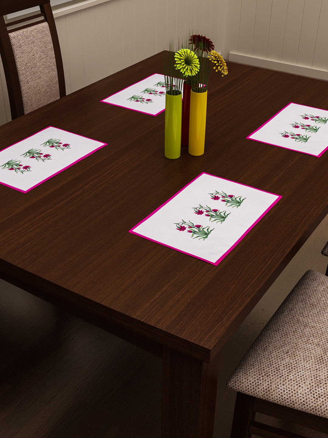 

SEJ by Nisha Gupta Set of 4 Multicoloured Printed Table Placemats, Multi