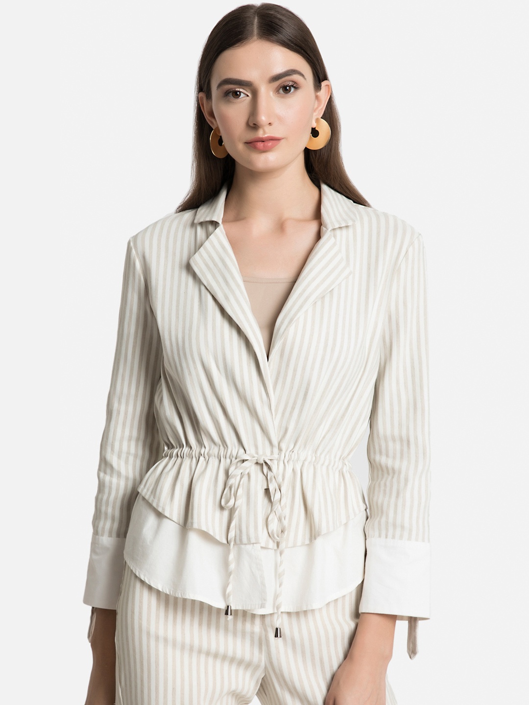 

Kazo Women Beige Striped Jacket
