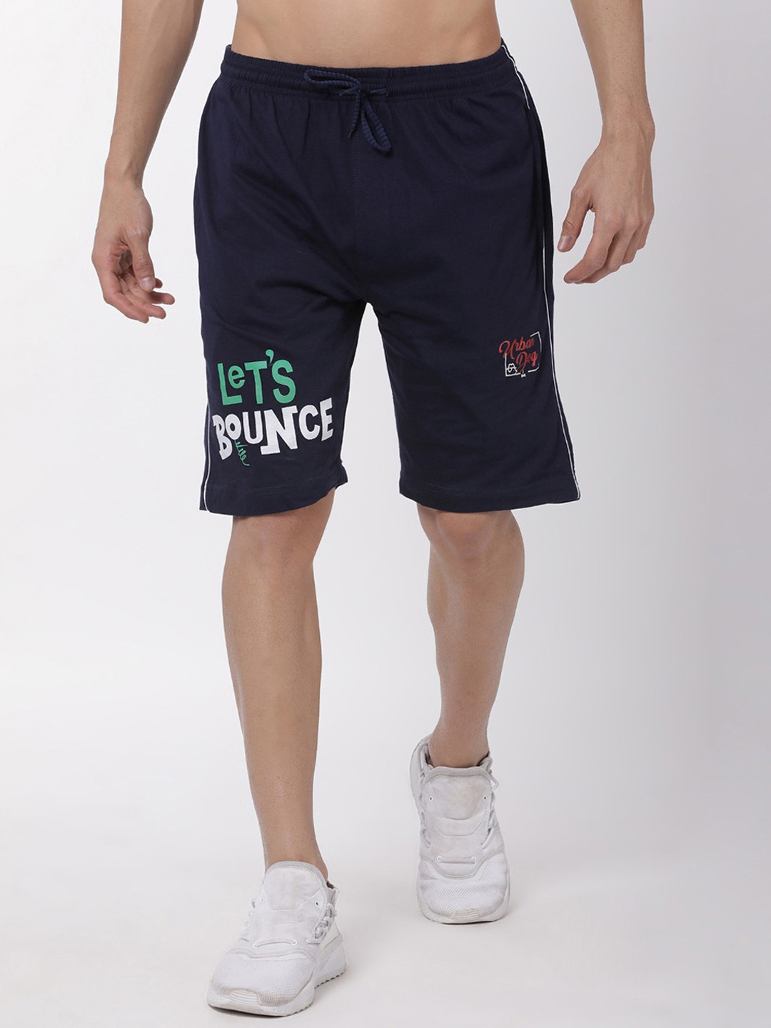 

Urban Dog Men Navy Blue Printed Regular Fit Sports Shorts