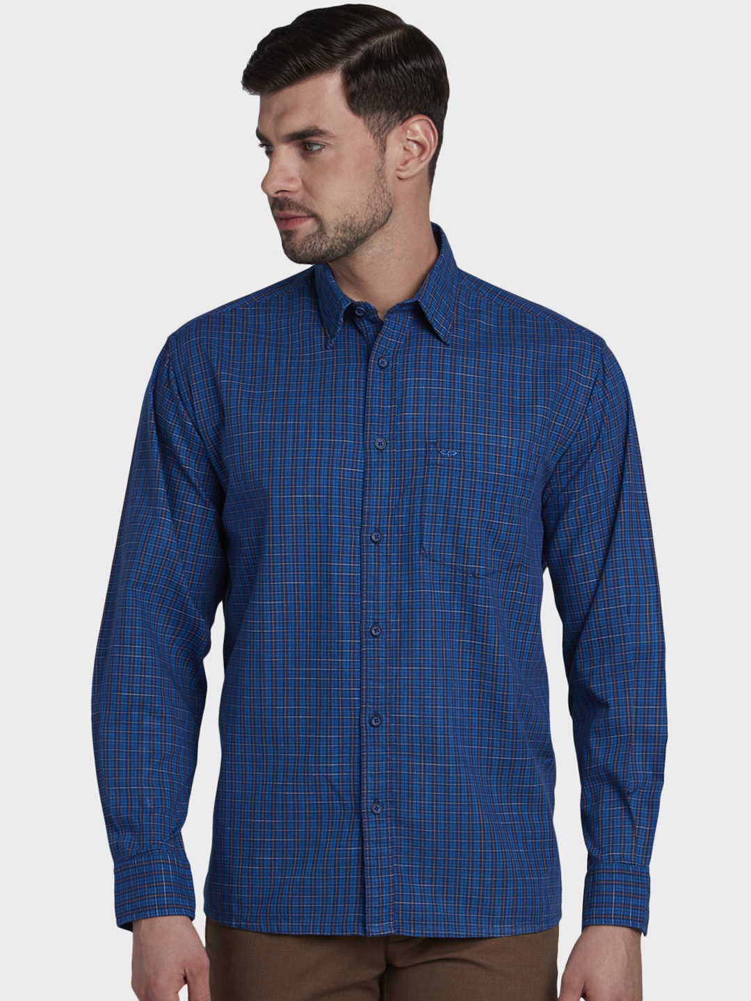 

ColorPlus Men Blue Regular Fit Checked Casual Shirt