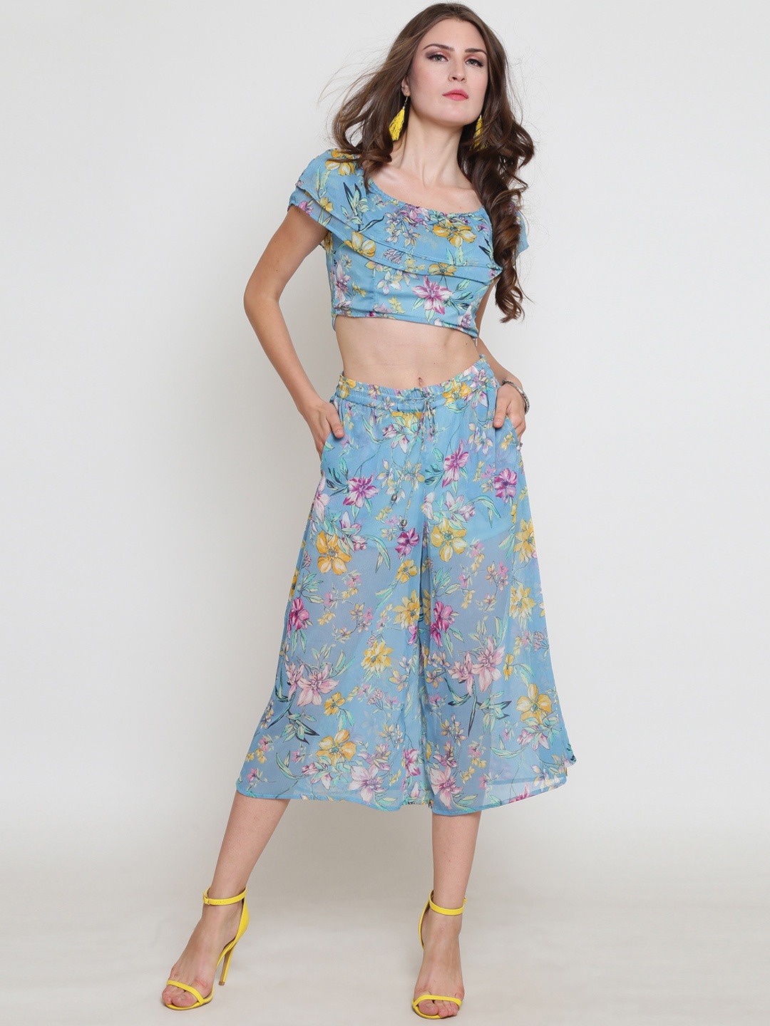 

Sera Women Blue Printed Top with Palazzos