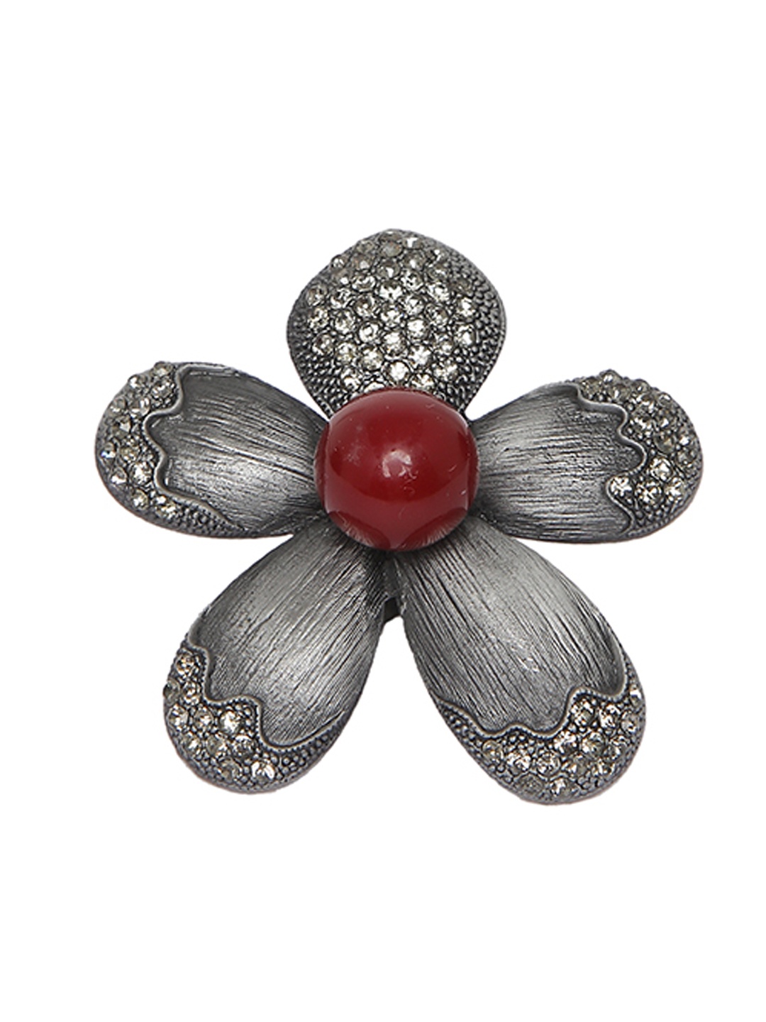 

Mali Fionna Women Silver-Plated & Red Stone-Studded Adjustable Finger Ring