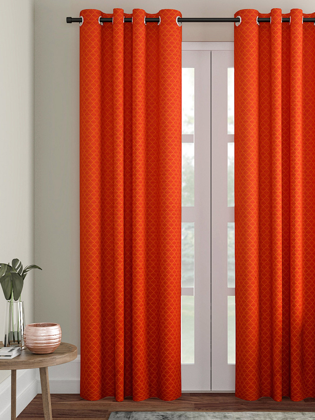

Soumya Rust Orange Dobby Self-Design Single Long Door Curtain