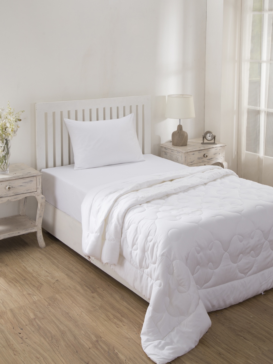 

MASPAR White Printed Single Bed Duvet Cover