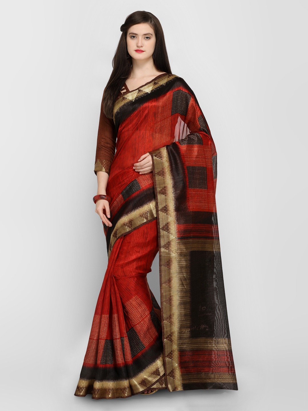 

Shaily Red Woven Design Silk Cotton Saree