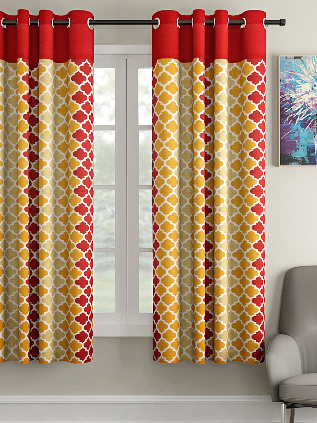 

Soumya Orange & Beige Ethnic Motifs Print Single Window Curtain