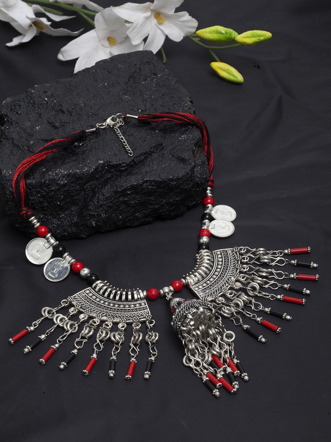 

Moedbuille Silver-Plated & Red Necklace