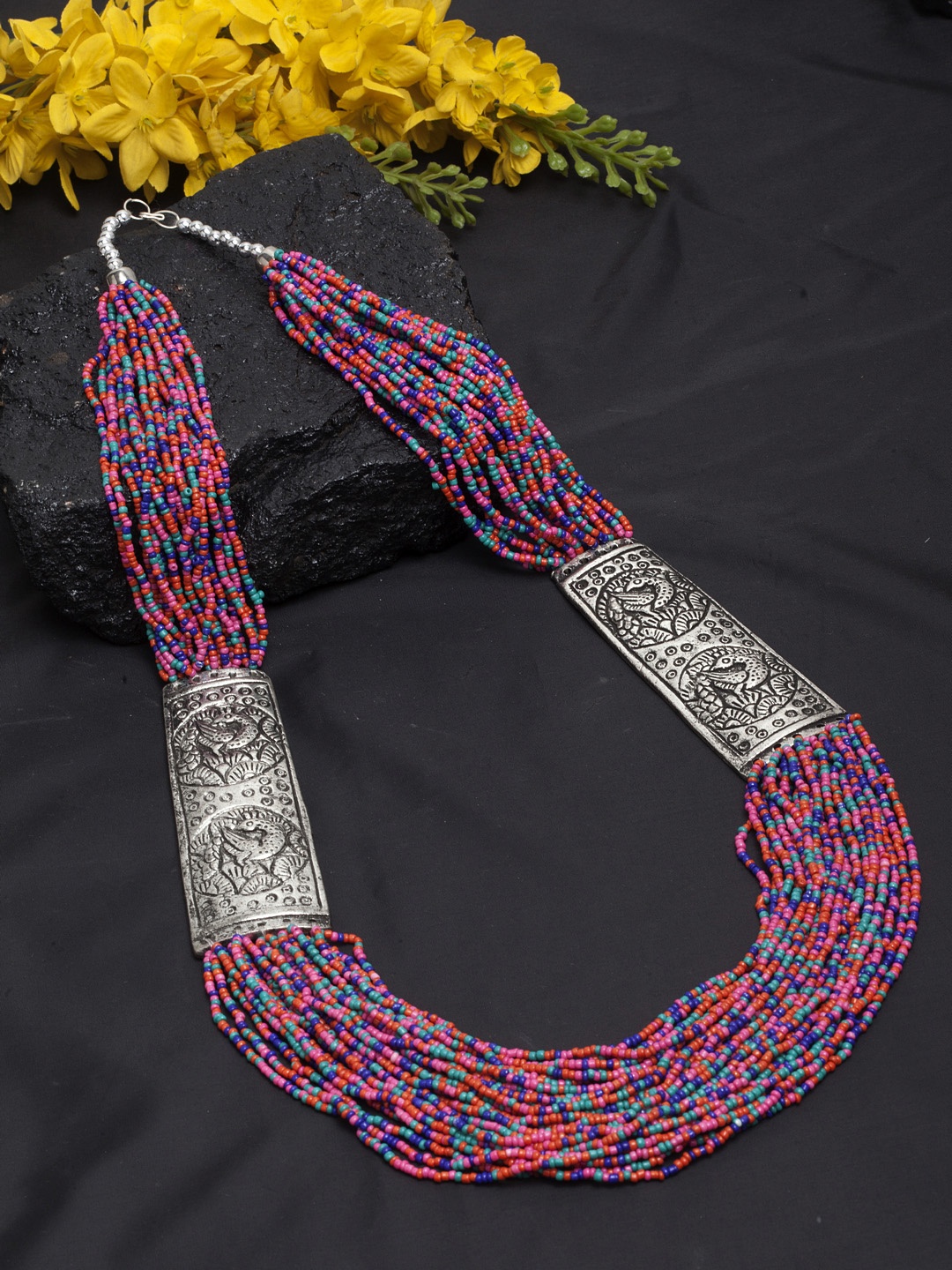 

Moedbuille Silver-Plated Afghan Necklace, Multi