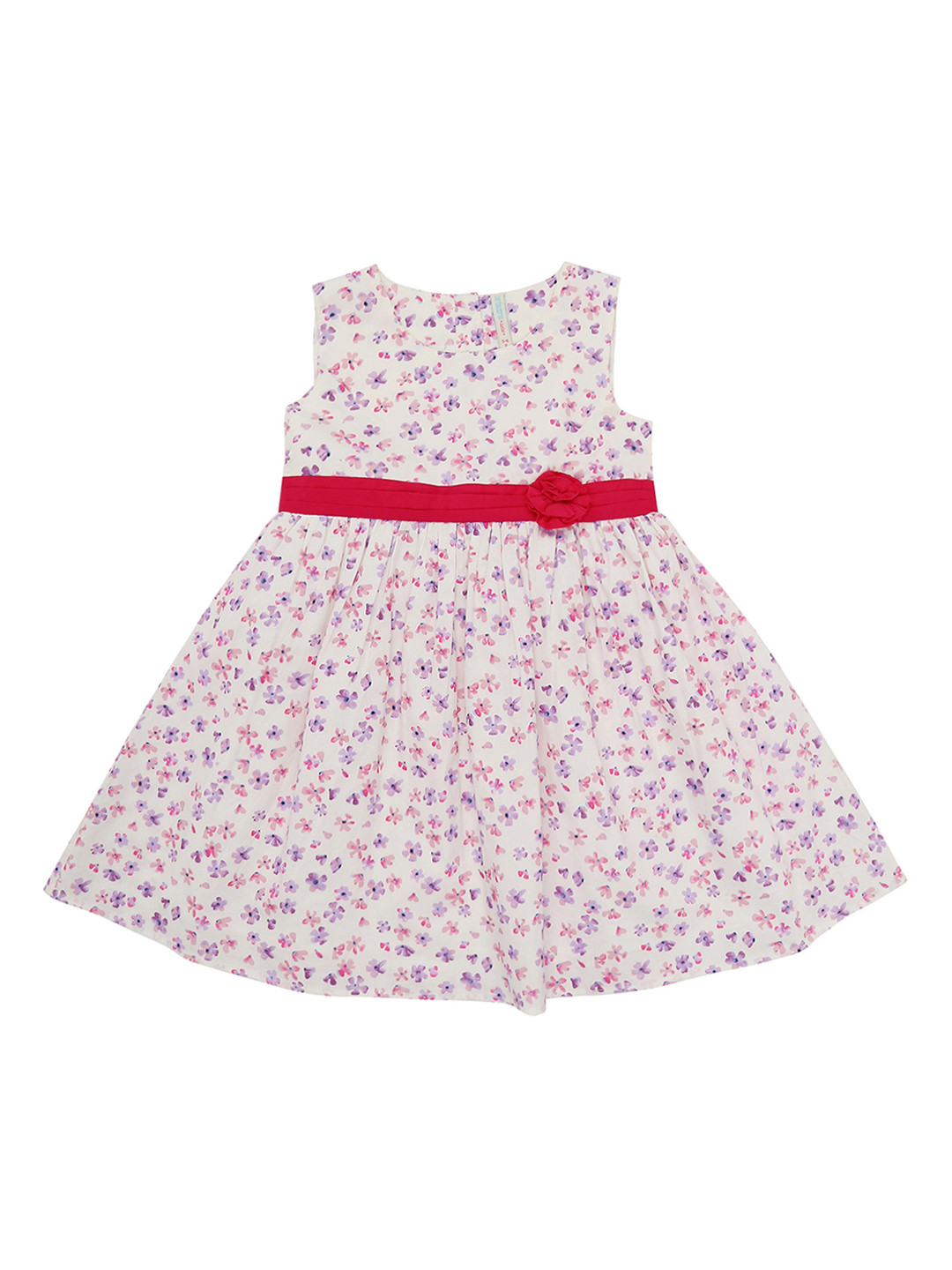 

Pantaloons Junior Girls White & Purple Fit and Flare Dress