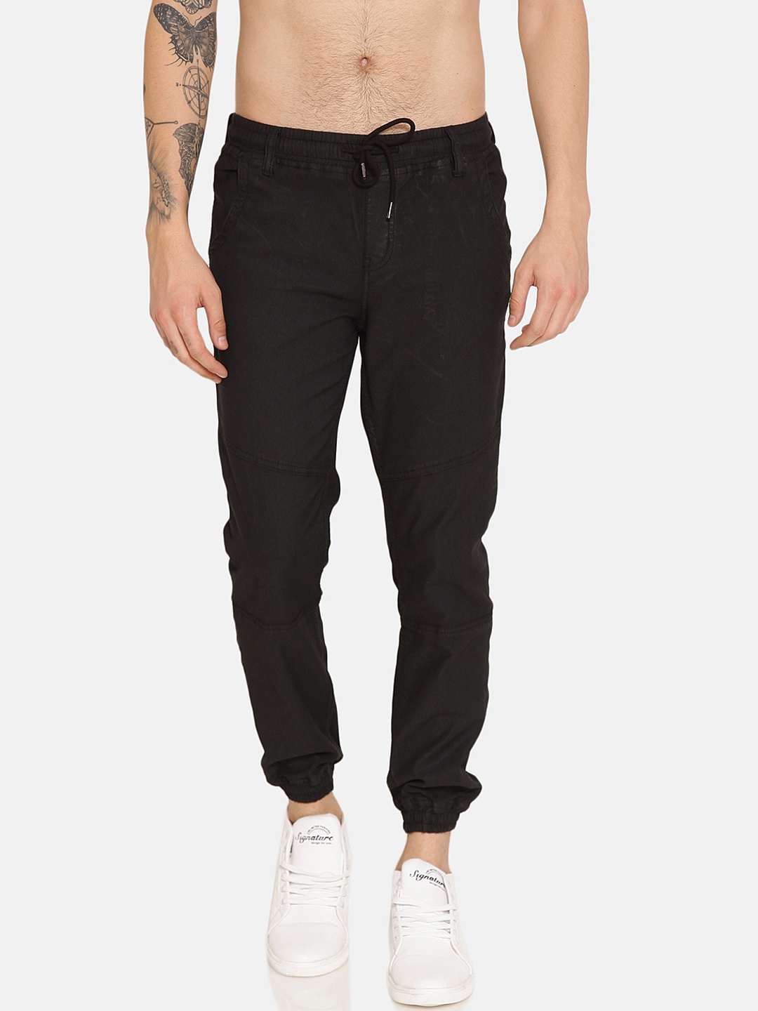 

IVOC Men Black Jogger Mid-Rise Clean Look Joggers