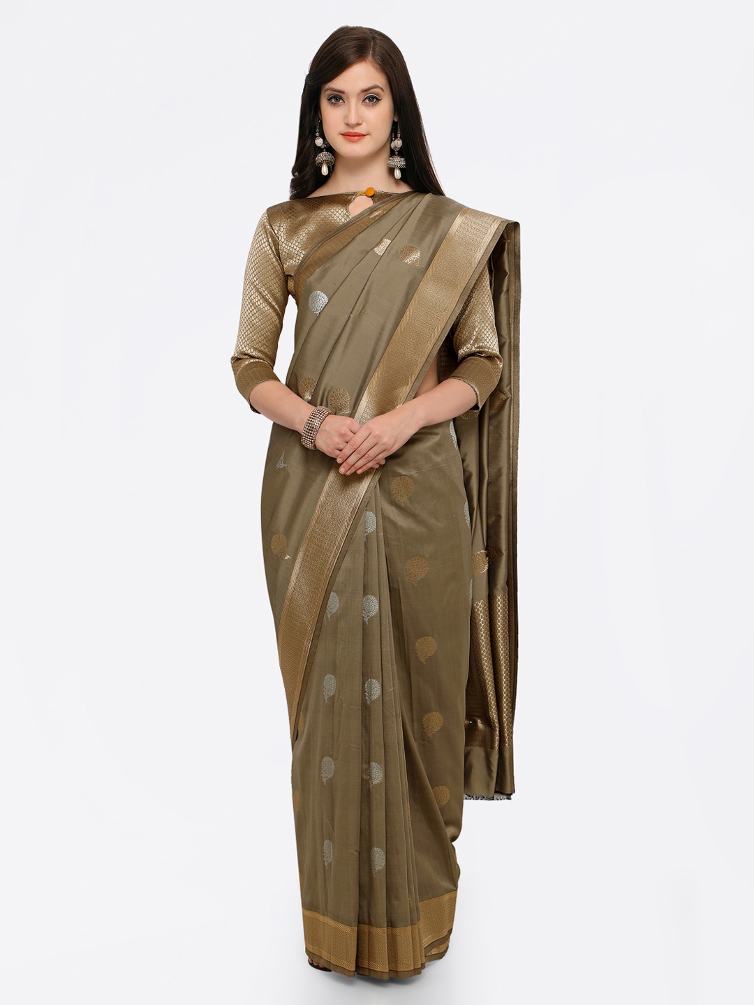 

Shaily Brown Pure Silk Woven Design Banarasi Saree