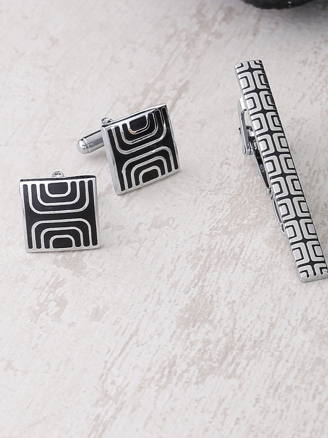 Dare by Voylla Men Silver-Toned & Black Accessory Gift Set