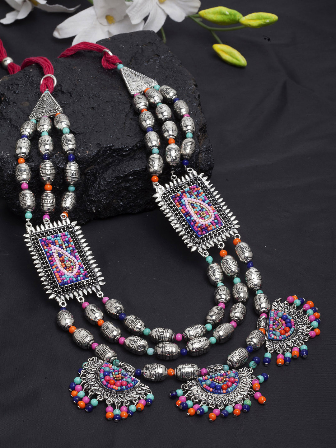 

Moedbuille Silver-Plated Beaded Afghan Necklace