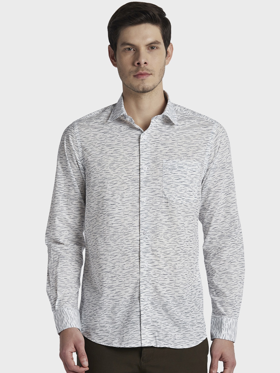 

ColorPlus Men White Regular Fit Printed Casual Shirt