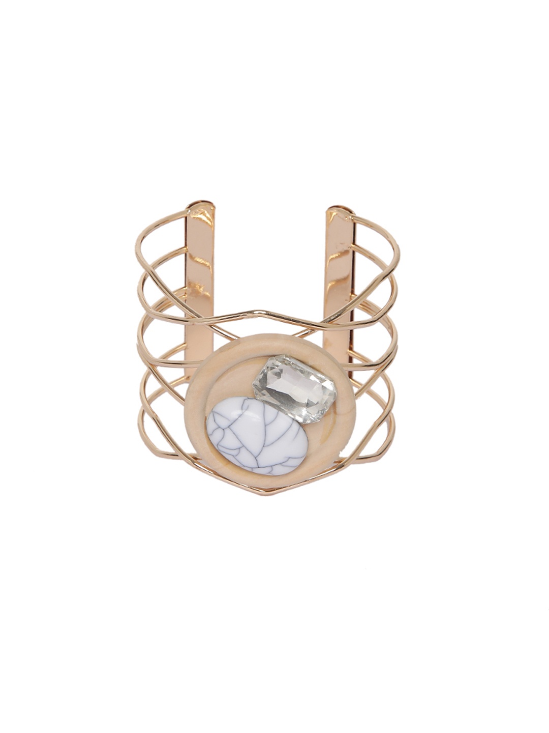 

Mali Fionna Gold-Toned Stone-Studded Cuff Bracelet