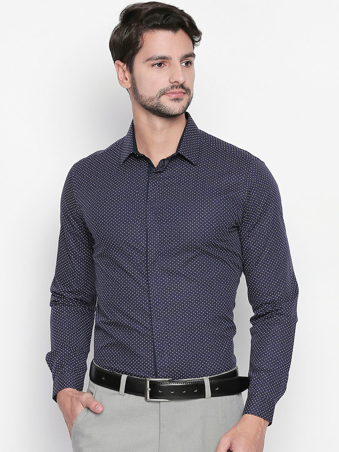 

RICHARD PARKER by Pantaloons Men Blue Slim Fit Printed Formal Shirt