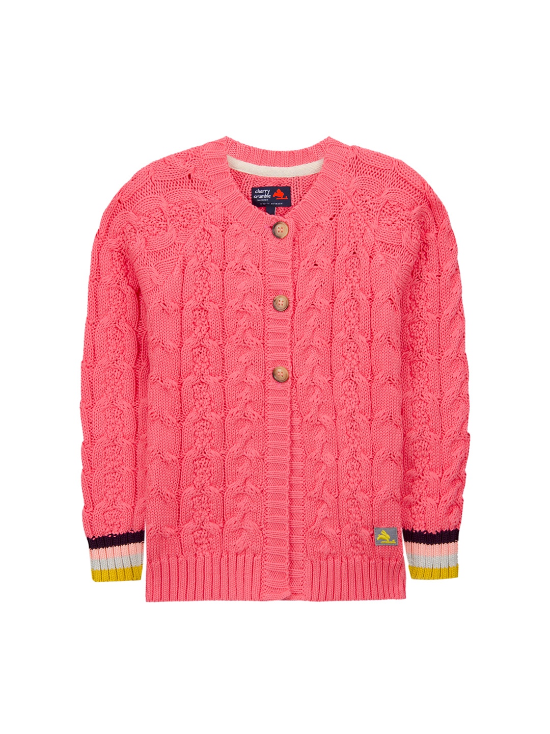 

Cherry Crumble Girls Peach-Coloured Solid Sweater