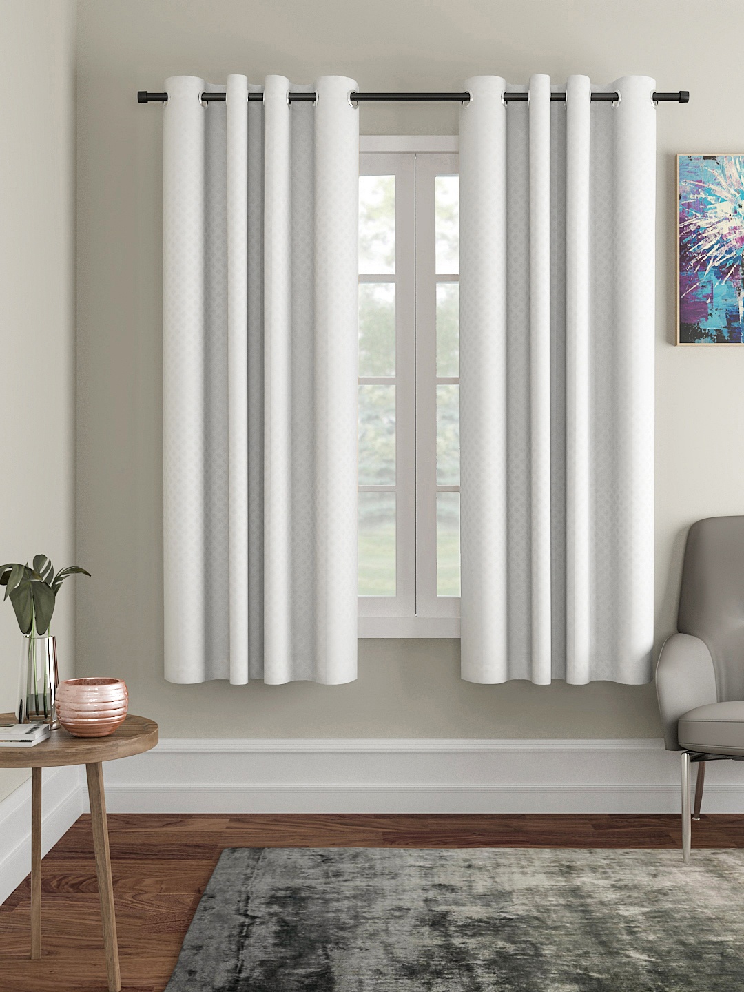 

Soumya White Set of Single Window Curtains