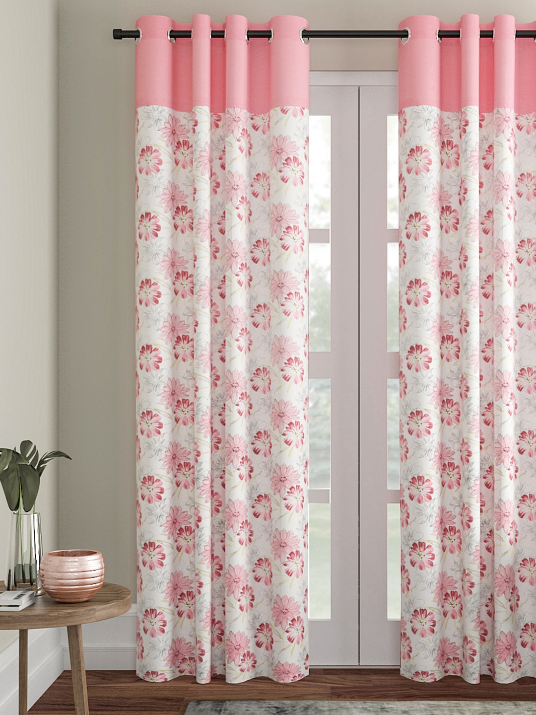 

Soumya Pink & White Single Long Door Curtain