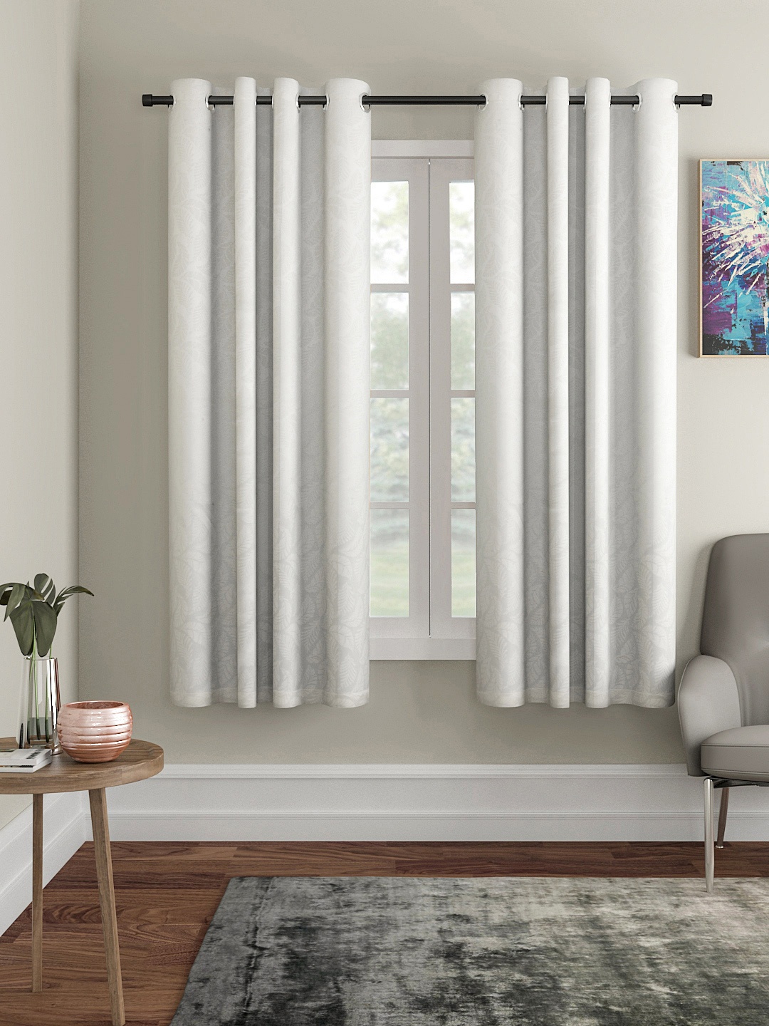 

Soumya White Set of Single Window Curtains