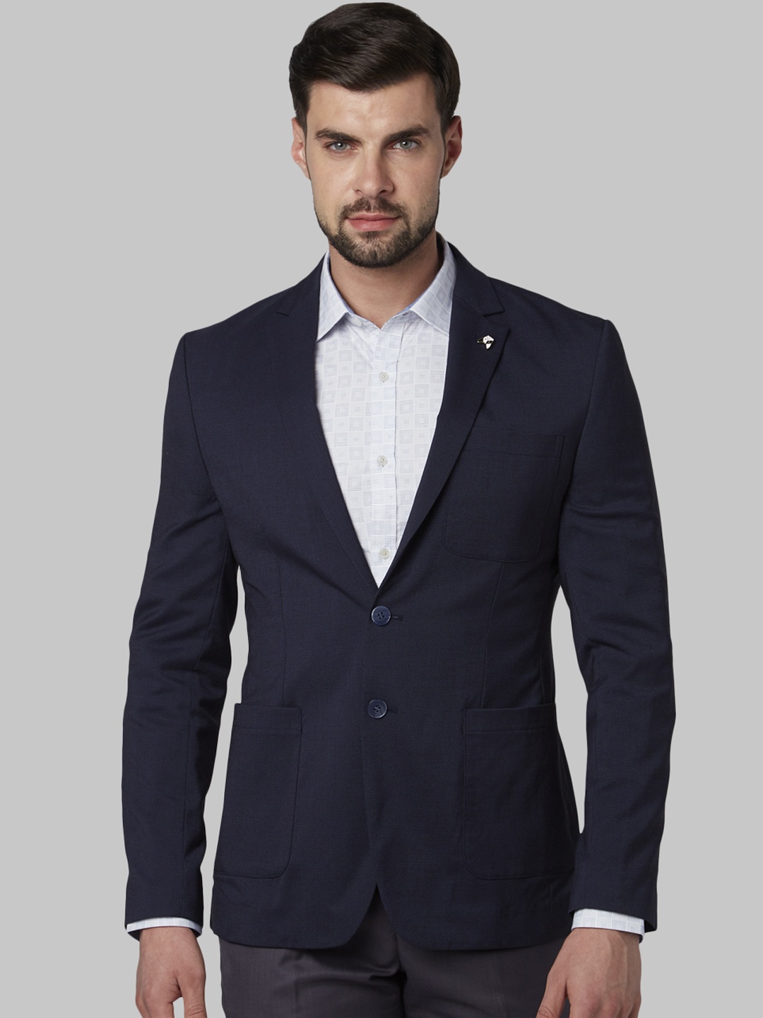 

Park Avenue Men Blue Solid Super Slim-Fit Single-Breasted Blazer