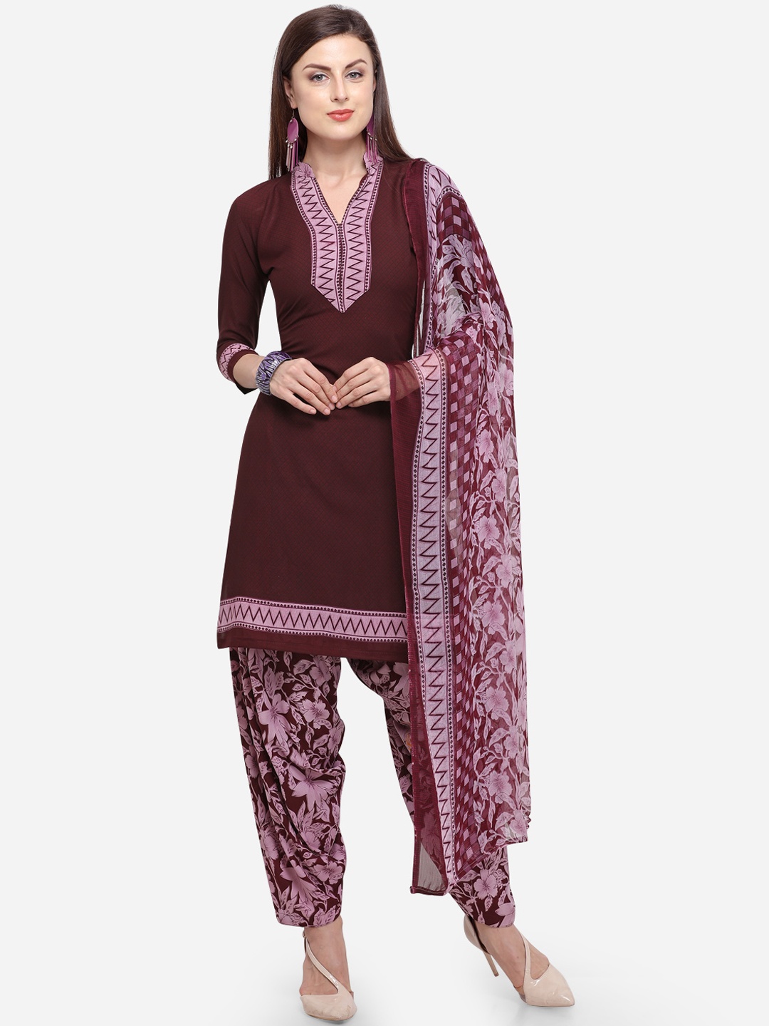 

Rajnandini Purple Silk Crepe Unstitched Dress Material