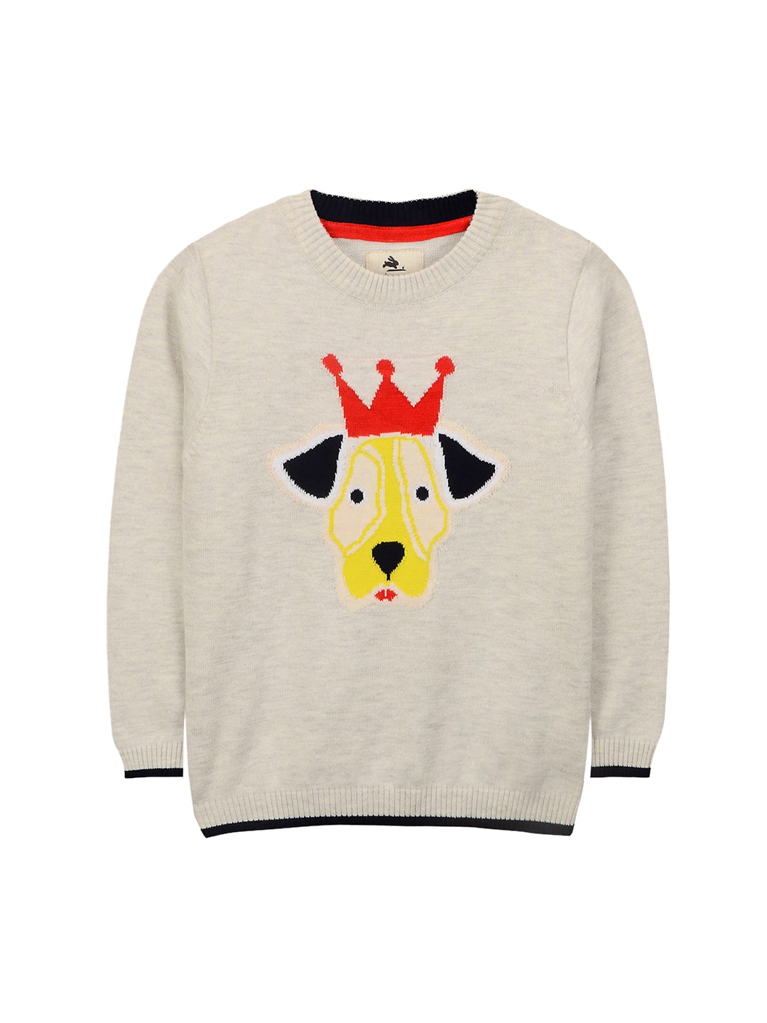 

Cherry Crumble Kids Grey Melange Self-Design Sweater
