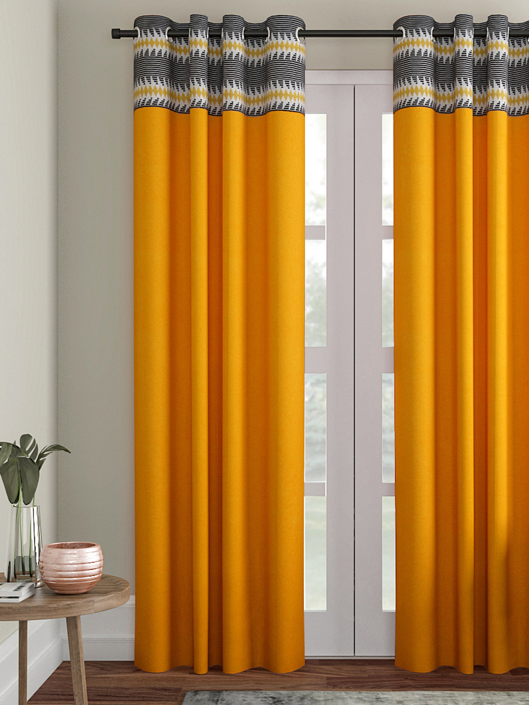 

Soumya Orange Set of Single Long Door Curtains