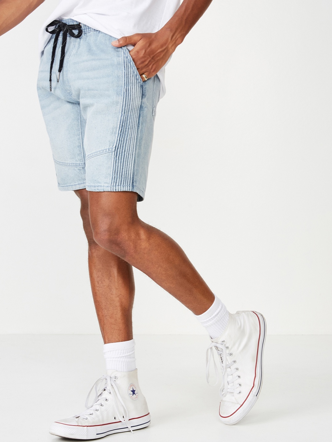 

COTTON ON Men Blue Washed Regular Fit Denim Shorts