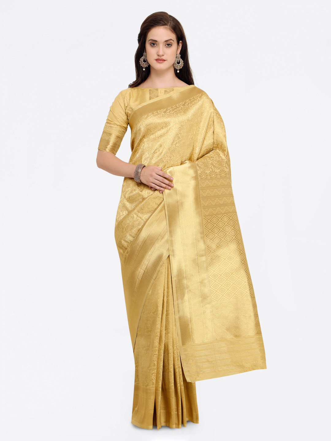 

Shaily Beige Pure Silk Woven Design Banarasi Saree
