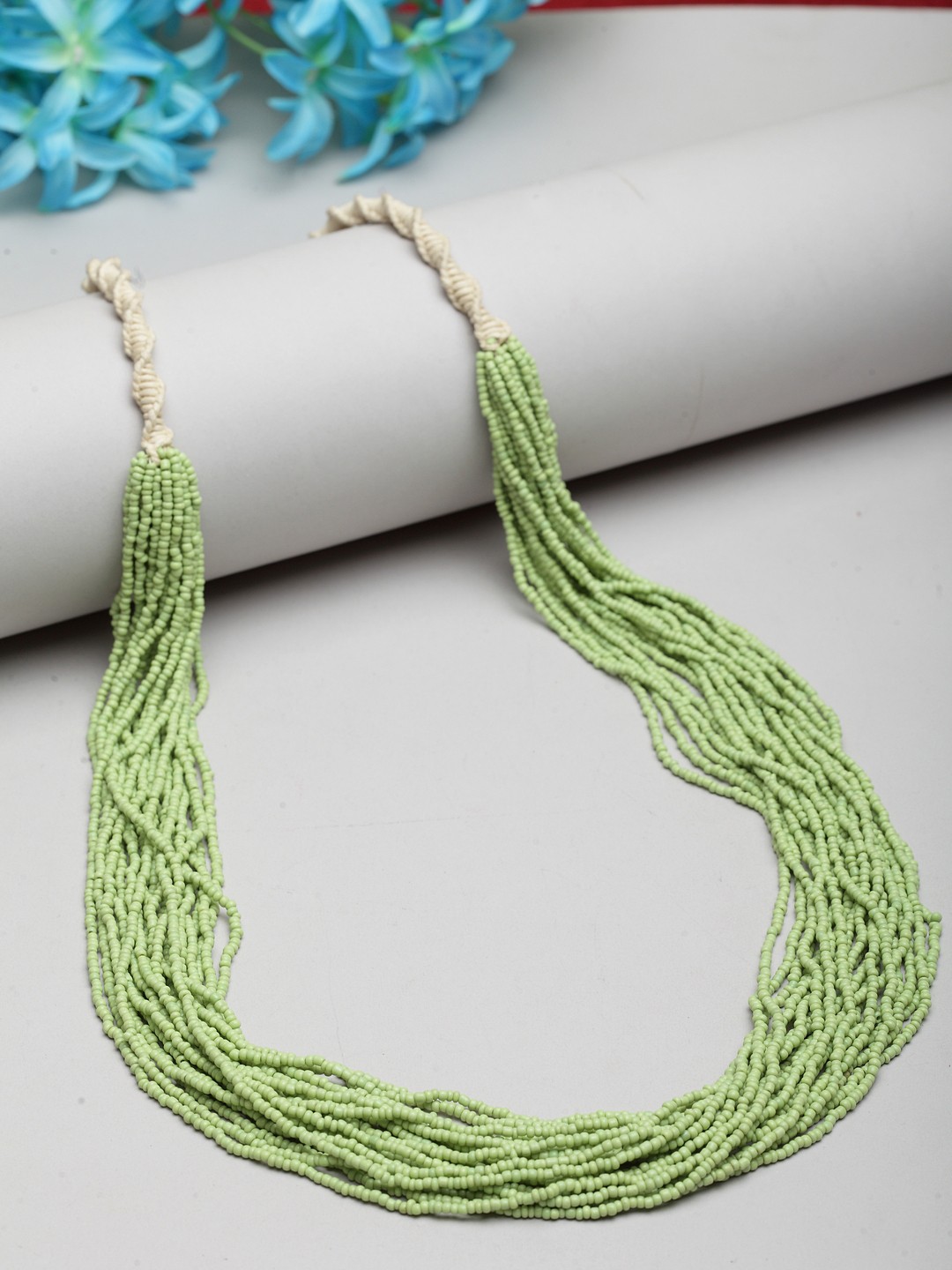 

Moedbuille Green Beaded Multistranded Handcrafted Necklace