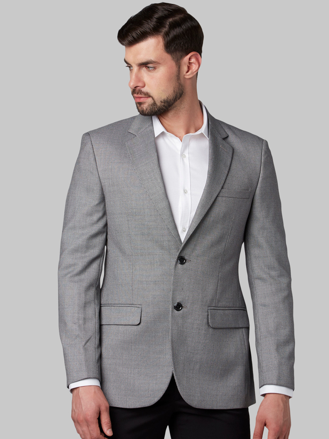 

Park Avenue Men Grey Solid Regular-Fit Single-Breasted Blazer