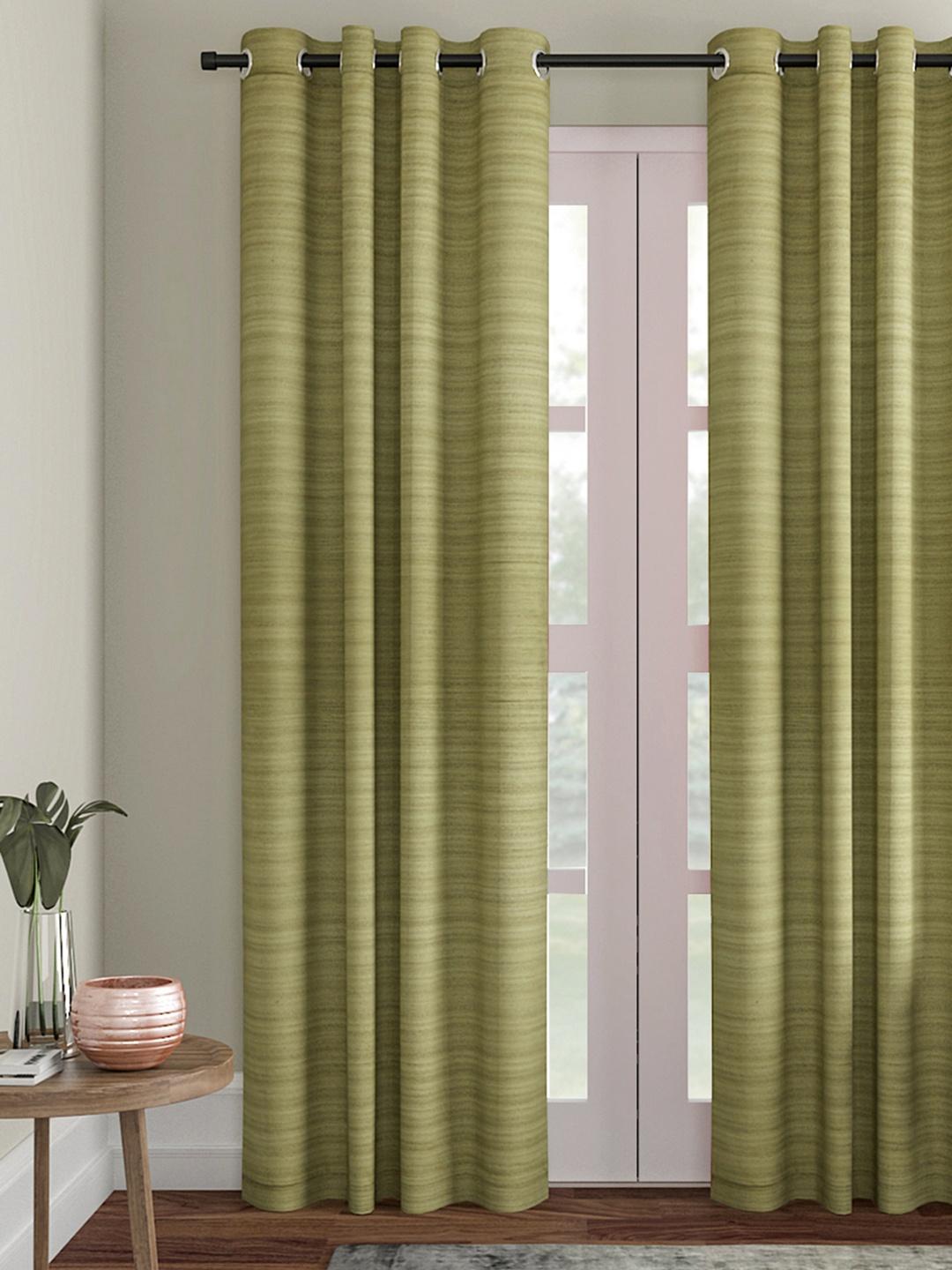 

Soumya Green Striped Single Long Door Curtain