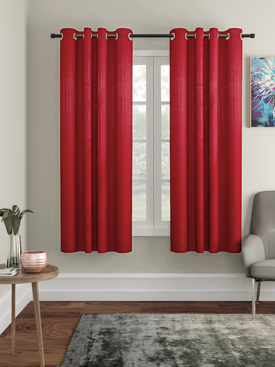

Soumya Maroon Set of Single Window Curtains