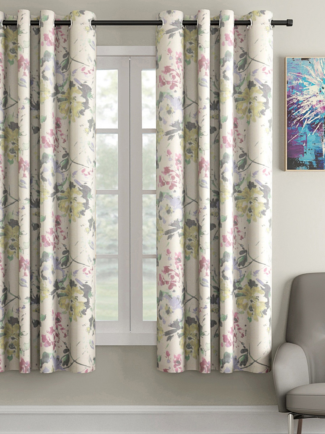 

Soumya Yellow & Green Single Window Curtain