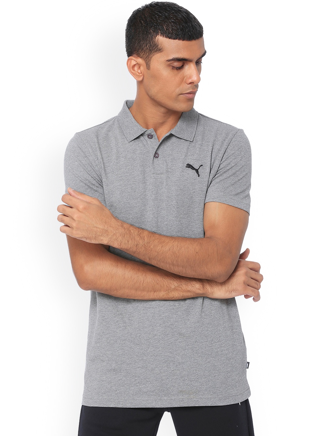 

Puma Men Grey Solid Polo Collar T-shirt