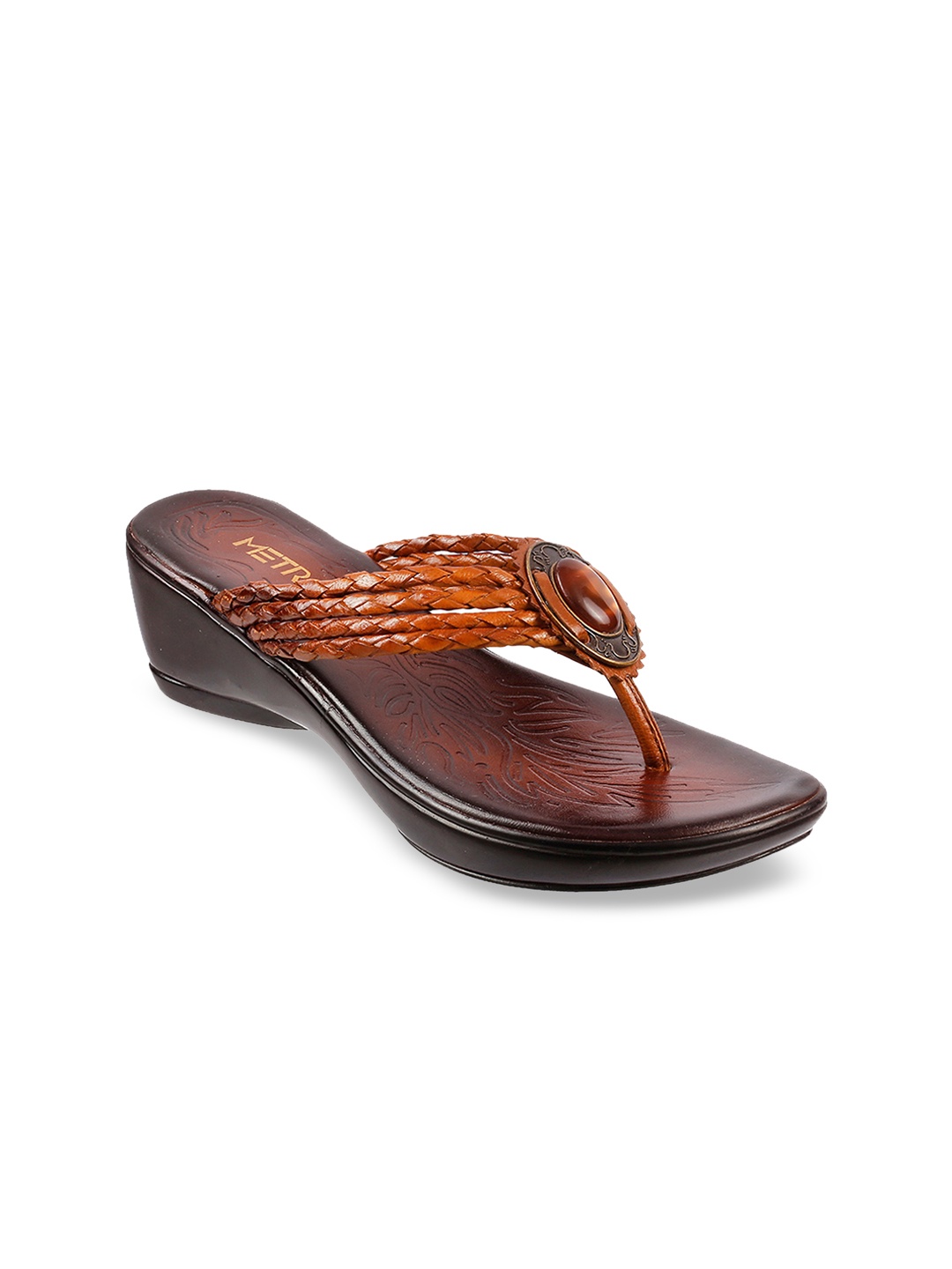 

Metro Women Tan Brown Woven Design Sandals