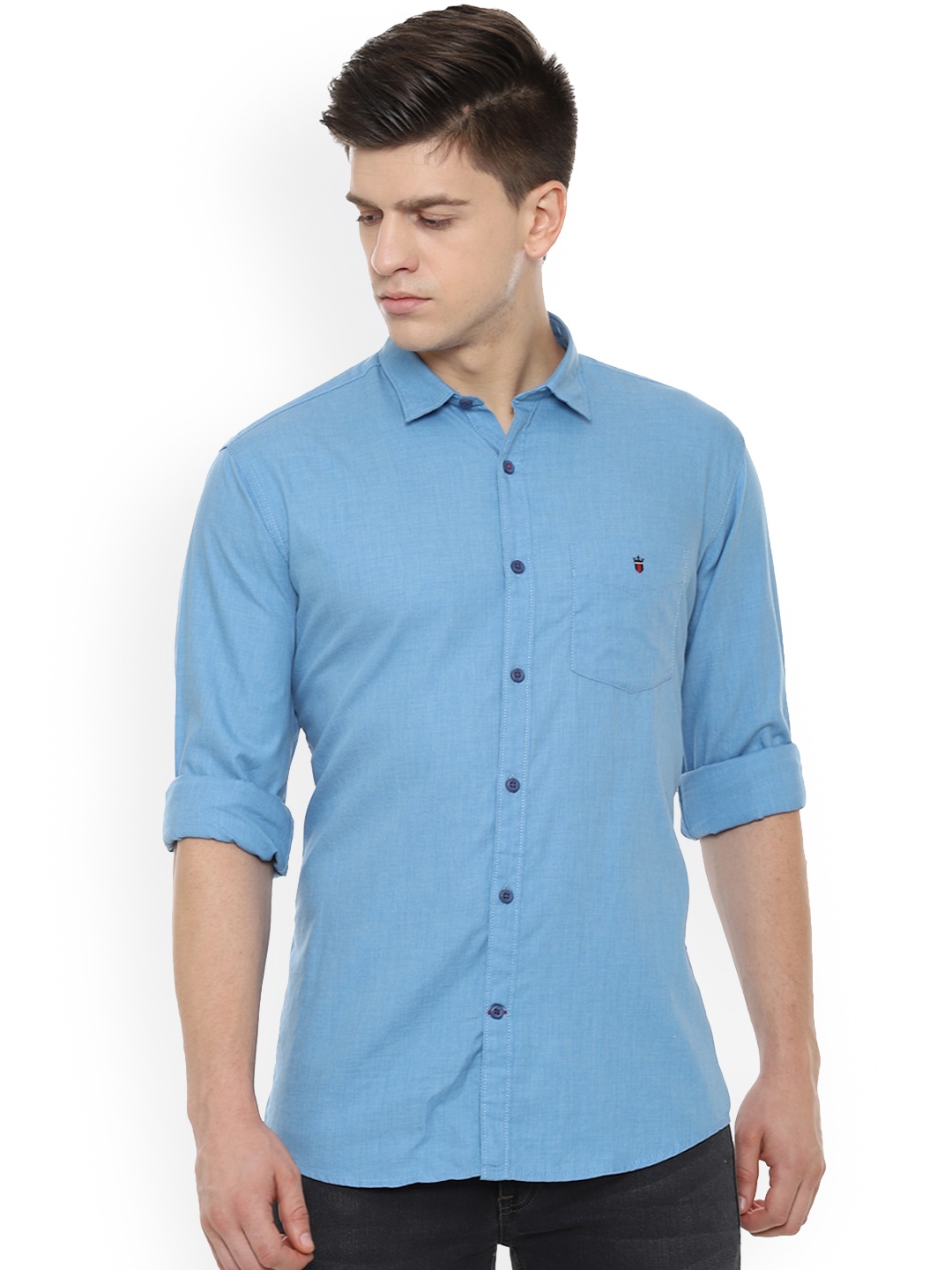 

Louis Philippe Men Blue Slim Fit Solid Casual Shirt
