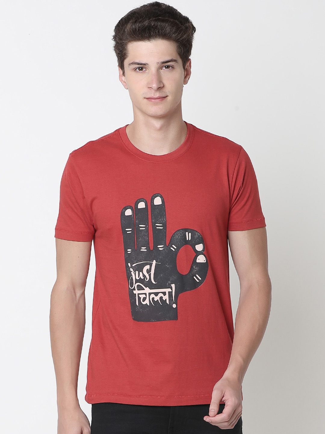 

Newport Men Red Printed Round Neck T-shirt