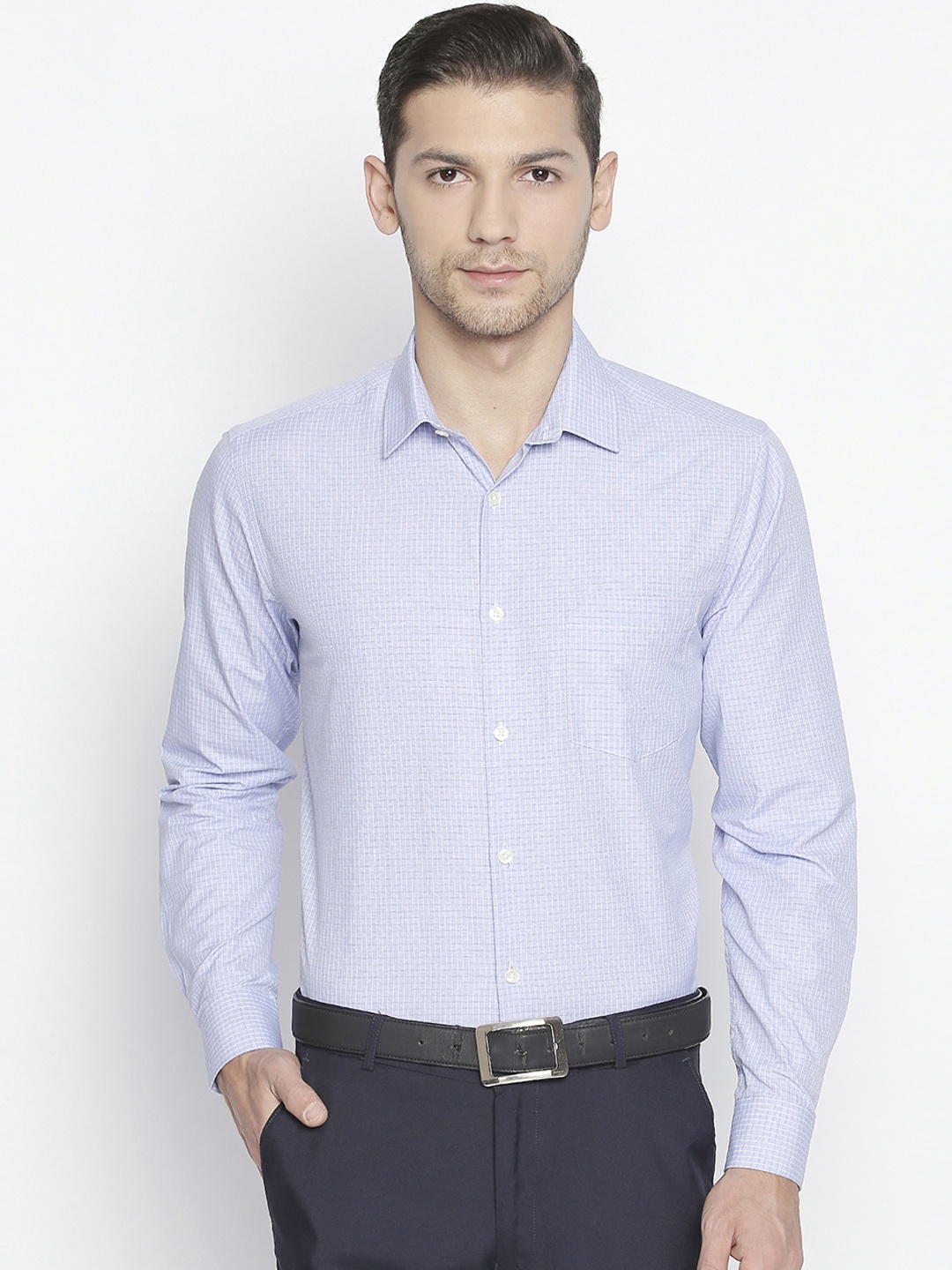 

RICHARD PARKER by Pantaloons Men Blue Slim Fit Checked Formal Shirt