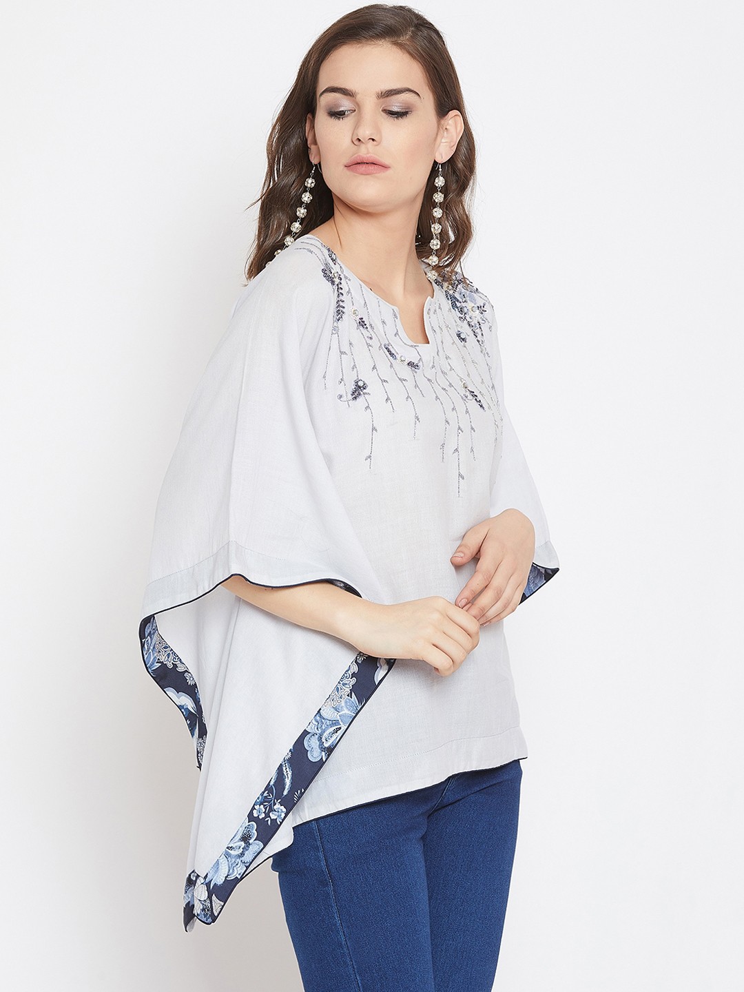 

The Kaftan Company Women Grey Solid Kaftan Top