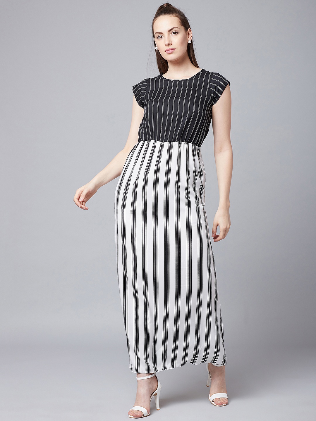 

Athena Women Black & White Maxi Dress