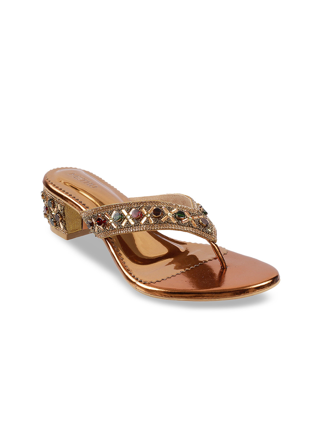 

Metro Women Gold-Toned Solid Sandals
