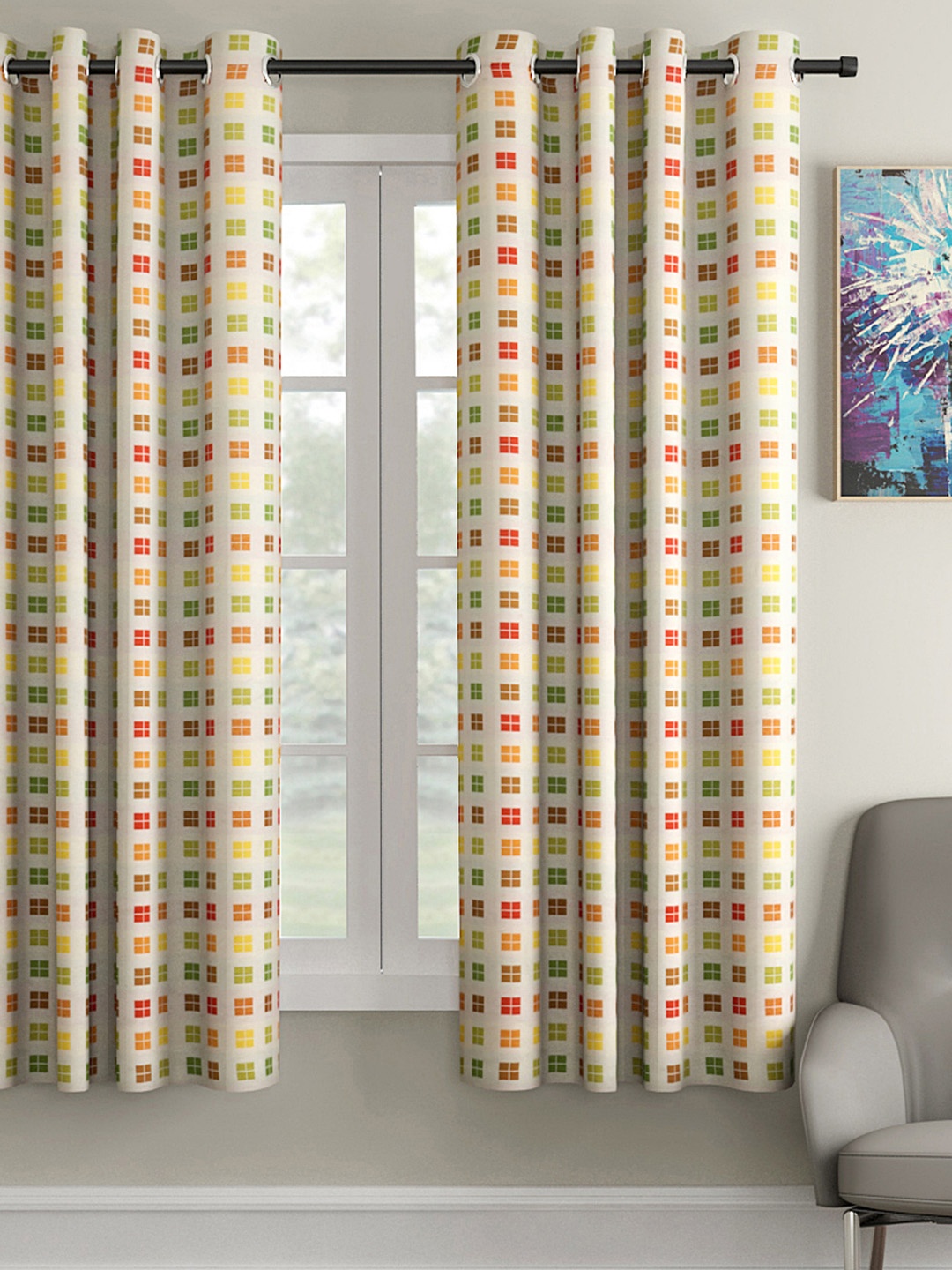 

Soumya Multicoloured Single Window Curtain, Multi