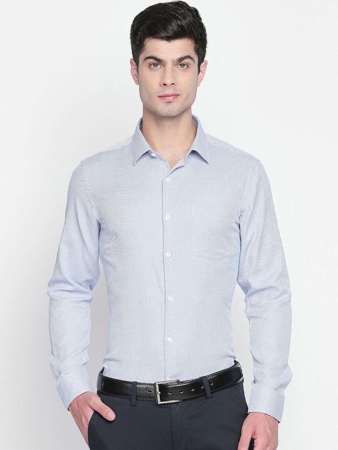 

RICHARD PARKER by Pantaloons Men Blue Slim Fit Self Design Formal Shirt