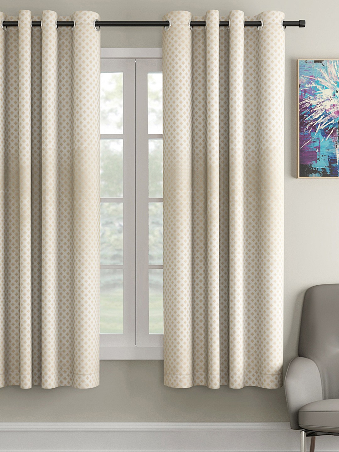 

Soumya Beige Set of Single Window Curtains